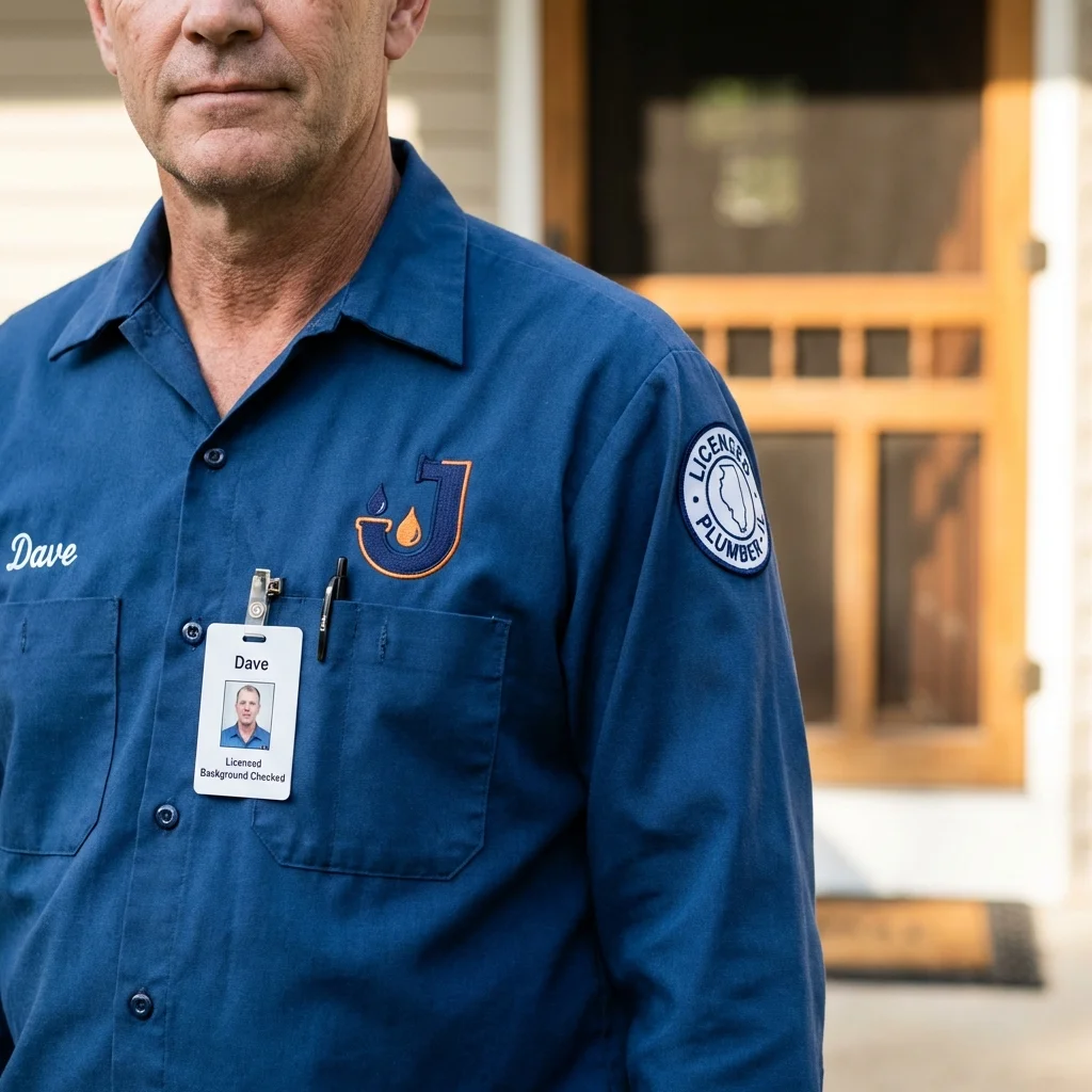 Licensed plumber showing ID badge in Ellis, KS
